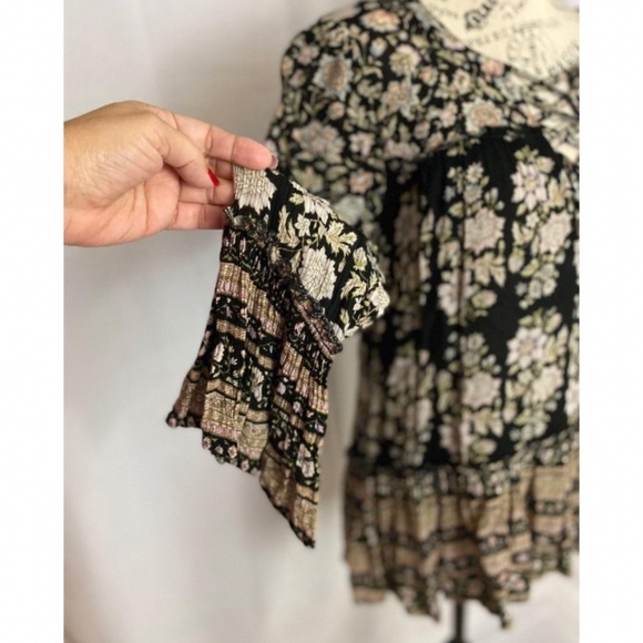 American Eagle Outfitters Boho Bell sleeve Bag dress with Lace up V neck Chest - Picture 11 of 16